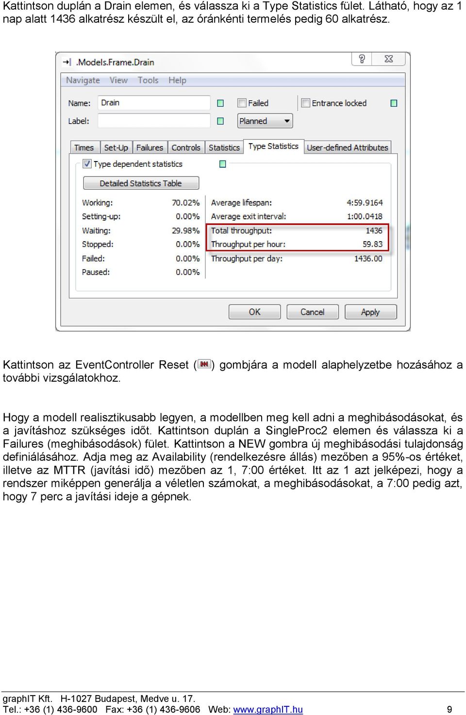 ) gombjára a modell alaphelyzetbe hozásához a Hogy a modell realisztikusabb legyen, a modellben meg kell adni a meghibásodásokat, és a javításhoz szükséges időt.
