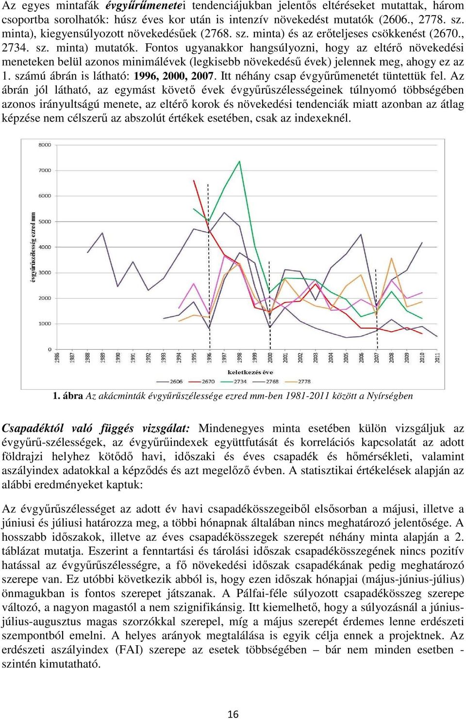 Fontos ugyanakkor hangsúlyozni, hogy az eltérő növekedési meneteken belül azonos minimálévek (legkisebb növekedésű évek) jelennek meg, ahogy ez az 1. számú ábrán is látható: 1996, 2000, 2007.