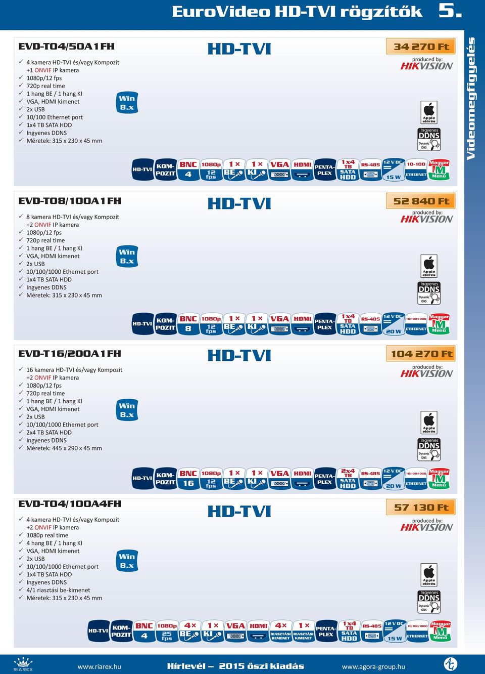 Ingyenes DDNS 33 Méretek: 315 x 30 x 45 KOM- POZIT BNC 4 1080p 1 fps 1 BE 1 KI VGA HDMI PENTA- PLEX 1x4 TB SATA HDD 1 V DC RS-485 15 W 34 70 Ft produced by: 10-100 ETHERNET Apple elérés Ingyenes DDNS