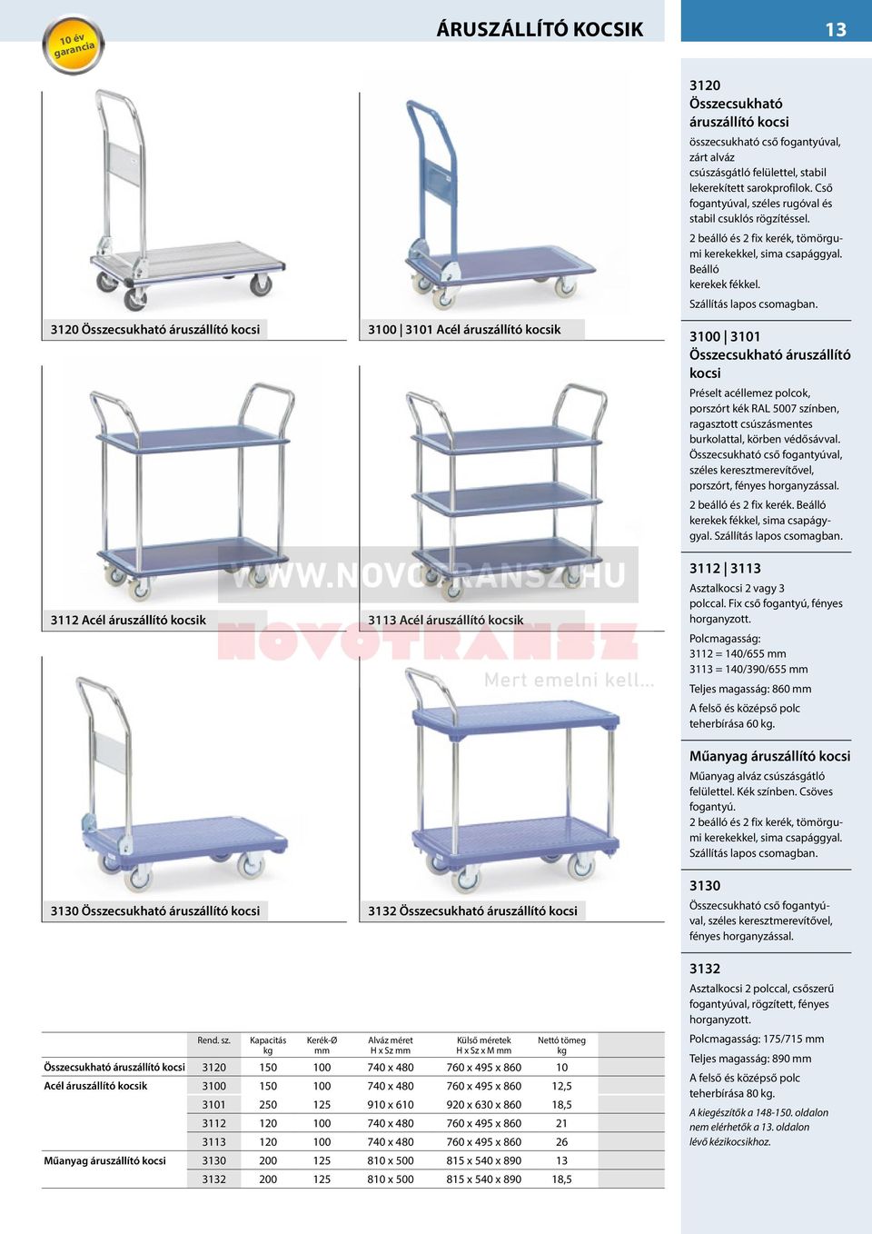 3120 Összecsukható áruszállító kocsi 3100 3101 Acél áruszállító kocsik 3112 Acél áruszállító kocsik 3113 Acél áruszállító kocsik 3100 3101 Összecsukható áruszállító kocsi Préselt acéllemez polcok,