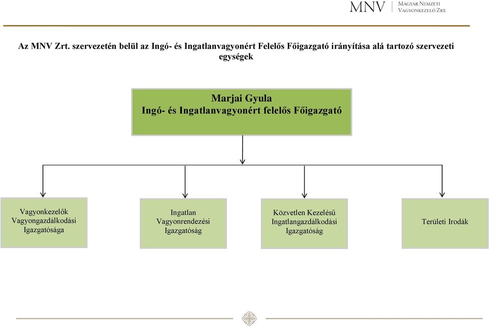 tartozó szervezeti egységek Marjai Gyula Ingó- és Ingatlanvagyonért felelős