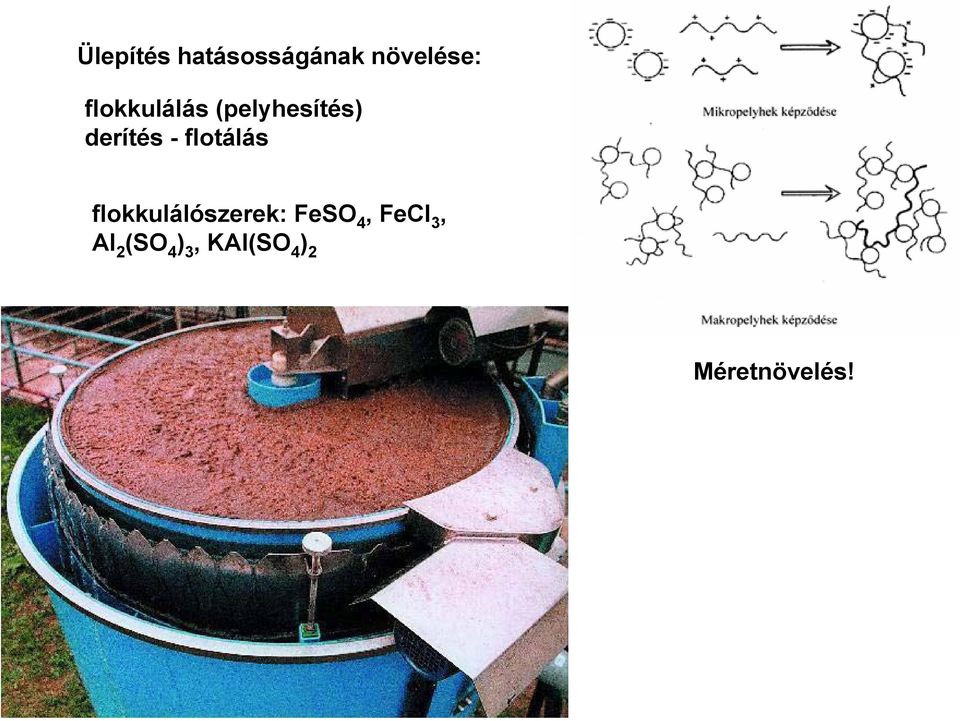 flotálás flokkulálószerek: FeSO 4,