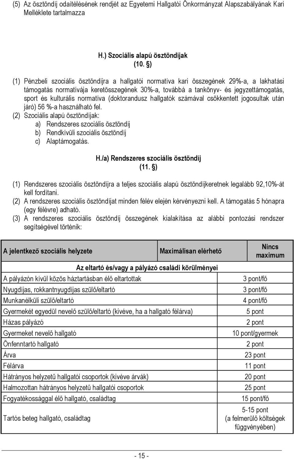 normatíva (doktorandusz hallgatók számával csökkentett jogosultak után járó) 56 %-a használható fel.