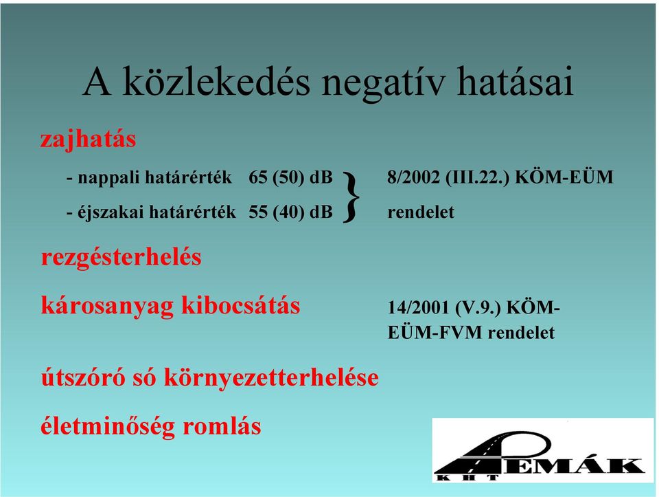 ) Forgalombiztonságot növelő azonnali intézkedések. 2.