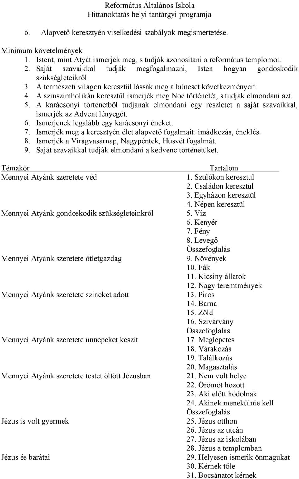 A színszimbolikán keresztül ismerjék meg Noé történetét, s tudják elmondani azt. 5. A karácsonyi történetből tudjanak elmondani egy részletet a saját szavaikkal, ismerjék az Advent lényegét. 6.