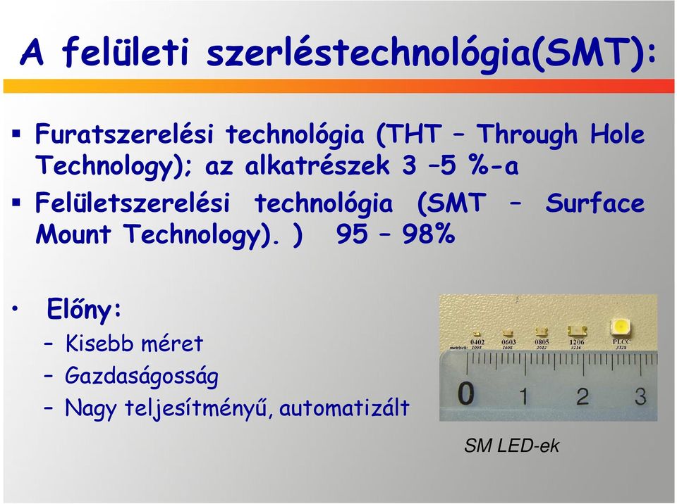 Felületszerelési technológia (SMT Surface Mount Technology).