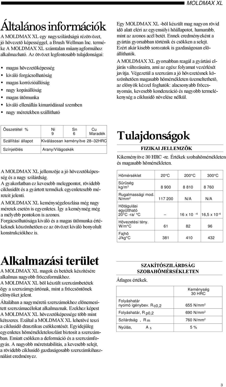 szállítható Egy MOLDMAX XL -bõl készült mag nagyon rövid idõ alatt eléri az egyensúlyi hõállapotot, hamarabb, mint az azonos acél betét.