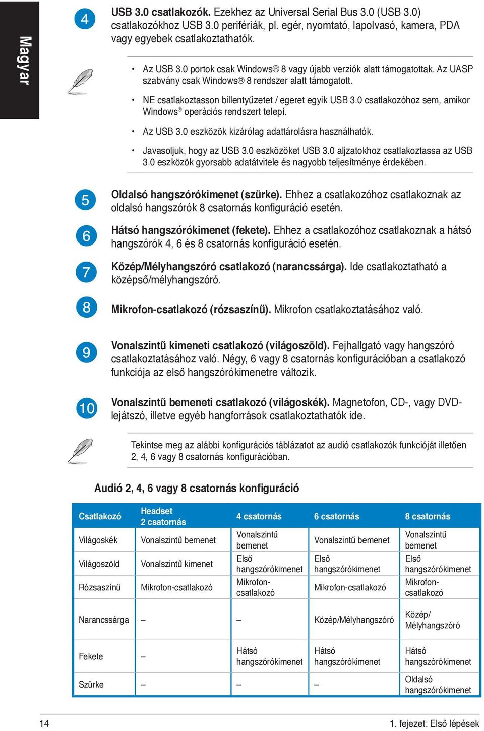 0 csatlakozóhoz sem, amikor Windows operációs rendszert telepí. Az USB 3.0 eszközök kizárólag adattárolásra használhatók. Javasoljuk, hogy az USB 3.0 eszközöket USB 3.