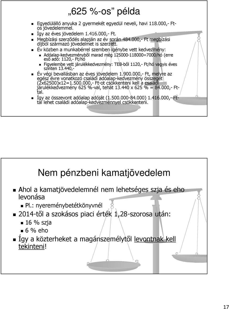 Év közben a munkabérrel szemben igénybe vett kedvezmény: Adóalap-kedvezményből marad még 125000-118000=7000/hó (erre eső adó: 1120,- Ft/hó Figyelembe vett járulékkedvezmény: TEB-ből 1120,- Ft/hó
