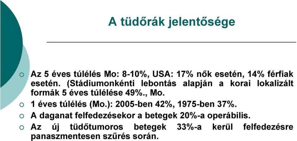 , Mo. 1 éves túlélés (Mo.): 2005-ben 42%, 1975-ben 37%.