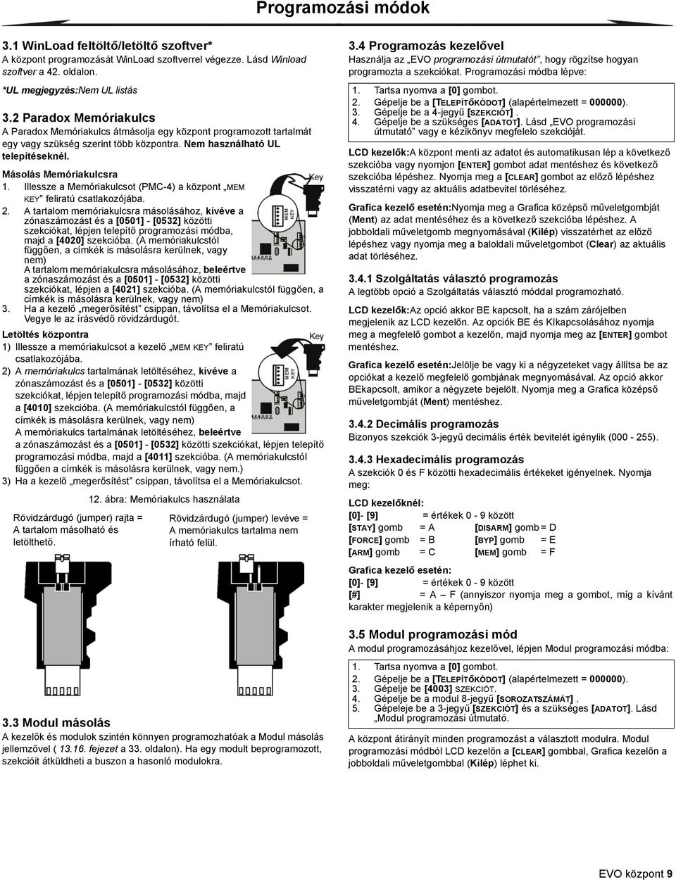 Illessze a Memóriakulcsot (PMC-4) a központ MEM KEY feliratú csatlakozójába. 2.