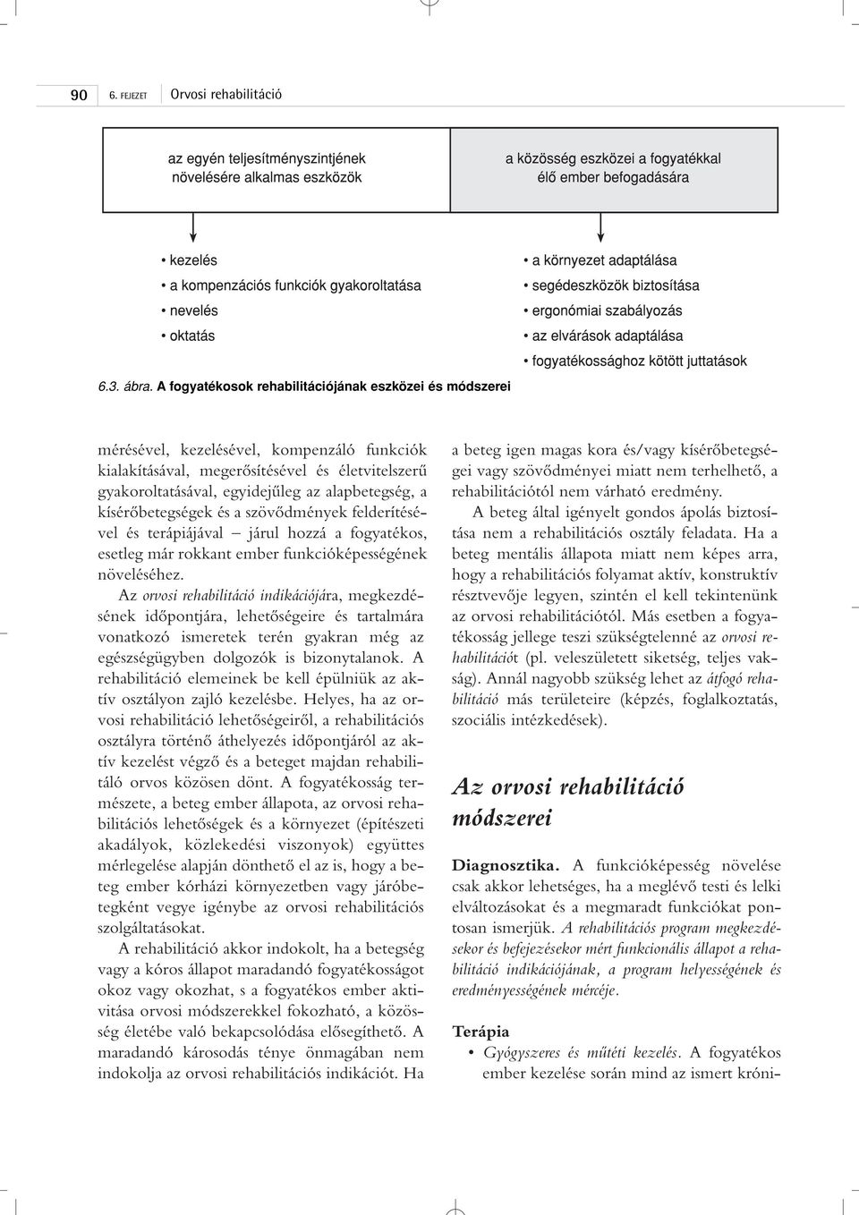 kísérôbetegségek és a szövôdmények felderítésével és terápiájával járul hozzá a fogyatékos, esetleg már rokkant ember funkcióképességének növeléséhez.