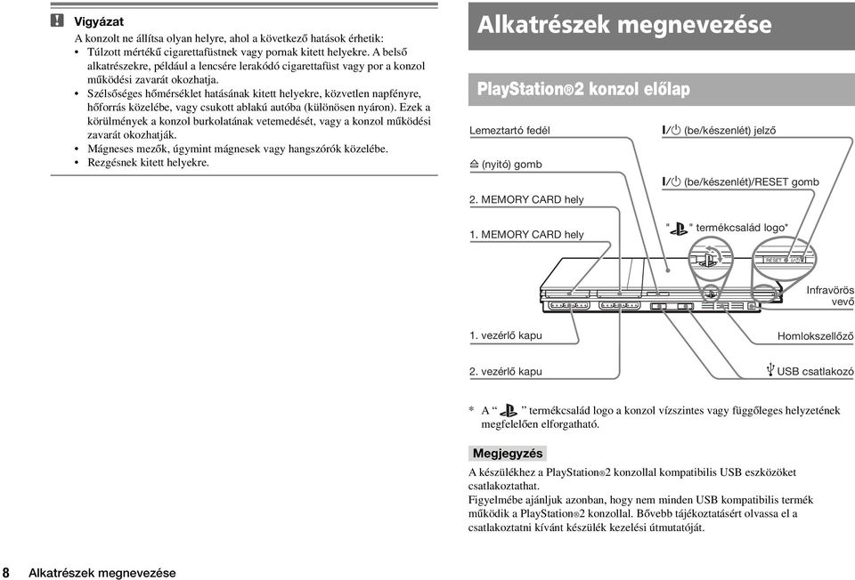 SzélsŒséges hœmérséklet hatásának kitett helyekre, közvetlen napfényre, hœforrás közelébe, vagy csukott ablakú autóba (különösen nyáron).