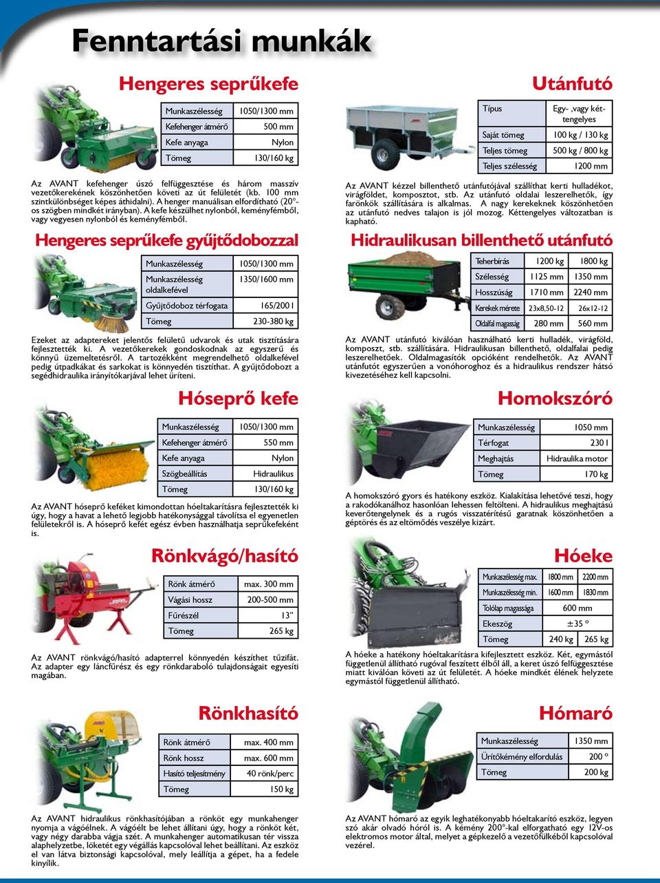 Hengeres seprűkefe gyűjtődobozzal oldalkefével Gyűjtődoboz térfogata 1050/1300 mm 500 mm Nylon 130/160 kg 1050/1300 mm 1350/1600 mm 165/200 l 230-380 kg Ezeket az adaptereket jelentős felületű