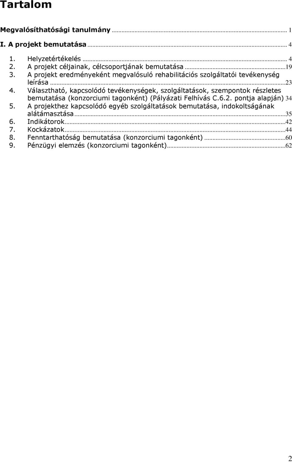Választható, kapcsolódó tevékenységek, szolgáltatások, szempontok részletes bemutatása (konzorciumi tagonként) (Pályázati Felhívás C.6.2.