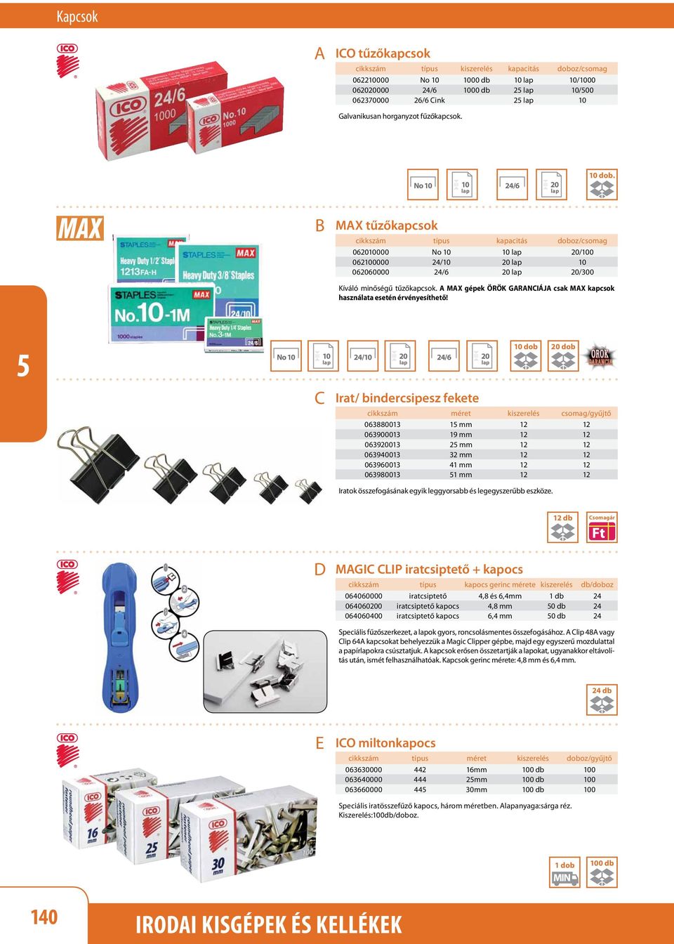 No 0 0 24/0 Irat/ bindercsipesz 0 dob dob méret kiszerelés csomag/gyűjtő 063803 2 2 06390003 9 2 2 063903 2 2 2 06394003 32 2 2 06396003 4 2 2 063903 2 2 Iratok összefogásának egyik leggyorsabb és