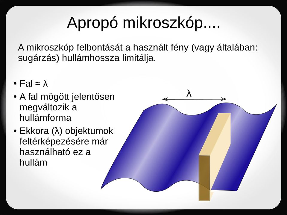 általában: sugárzás) hullámhossza limitálja.