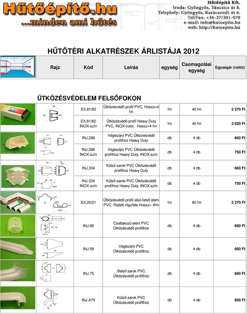 334 INJ.334 Küls sarok PVC Ütközésvéd profilhoz Heavy Duty Küls sarok PVC Ütközésvéd profilhoz Heavy Duty, 4 660 Ft 4 750 Ft EX.