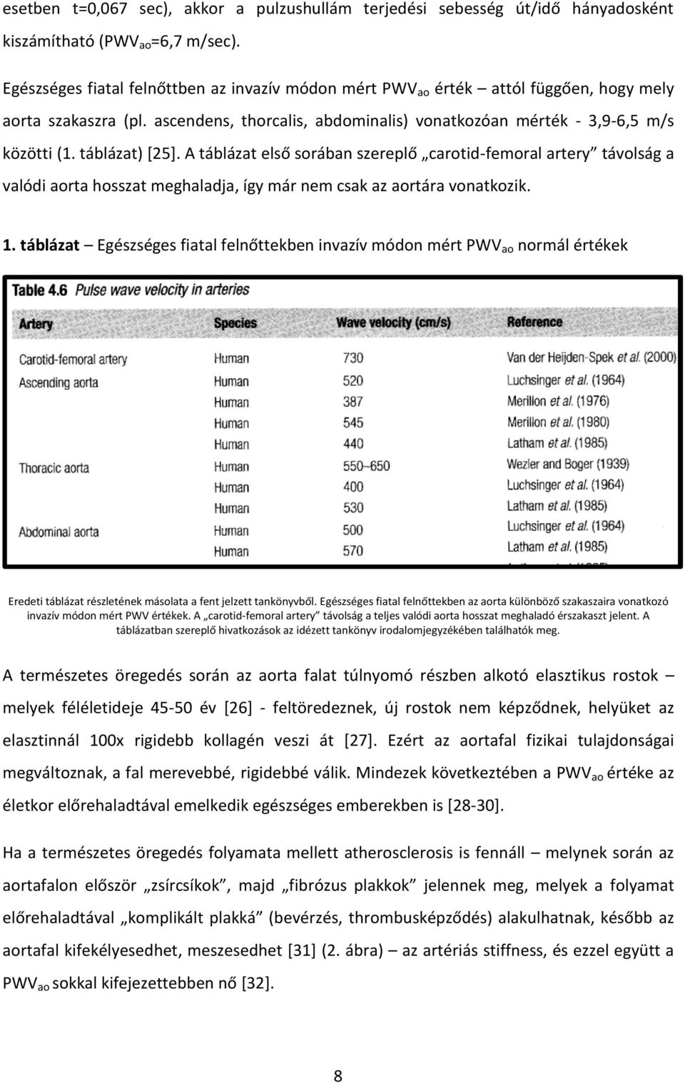 táblázat) [25]. A táblázat első sorában szereplő carotid-femoral artery távolság a valódi aorta hosszat meghaladja, így már nem csak az aortára vonatkozik. 1.