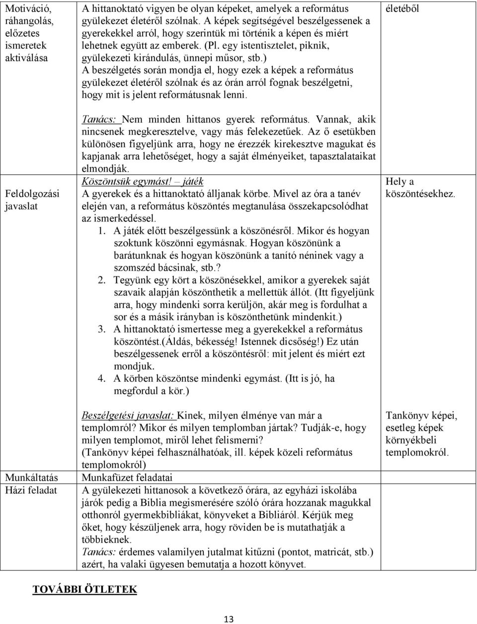 egy istentisztelet, piknik, gyülekezeti kirándulás, ünnepi műsor, stb.