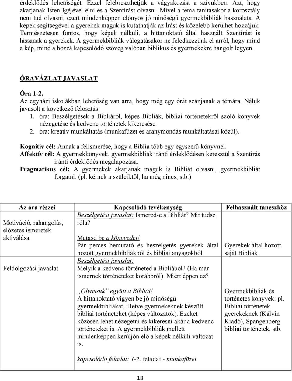 A képek segítségével a gyerekek maguk is kutathatják az Írást és közelebb kerülhet hozzájuk. Természetesen fontos, hogy képek nélküli, a hittanoktató által használt Szentírást is lássanak a gyerekek.