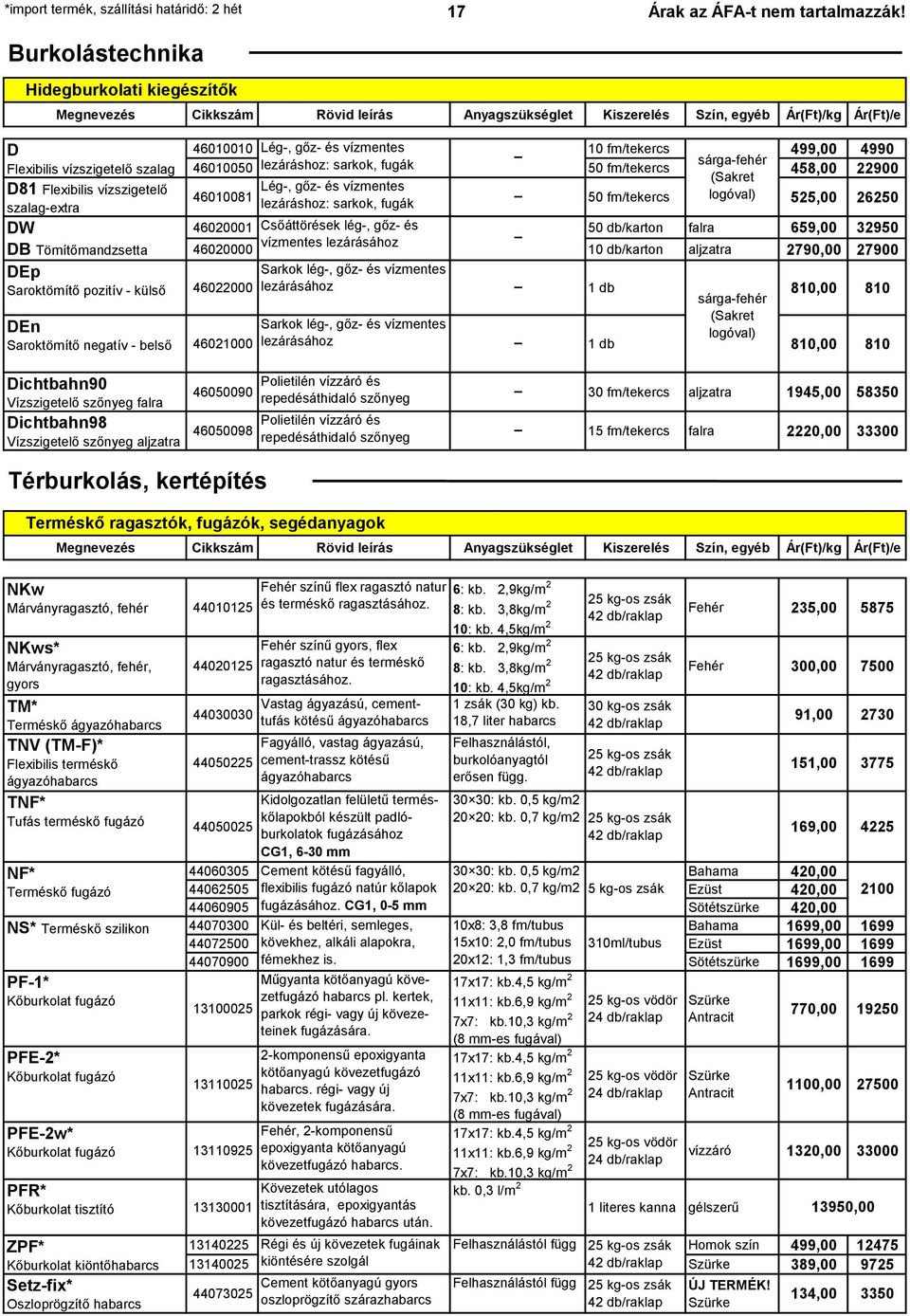 szalag-extra DW DB Tömítőmandzsetta DEp Saroktömítő pozitív - külső 46022000 DEn Saroktömítő negatív - belső 46021000 Dichtbahn90 Vízszigetelő szőnyeg falra Dichtbahn98 Vízszigetelő szőnyeg aljzatra