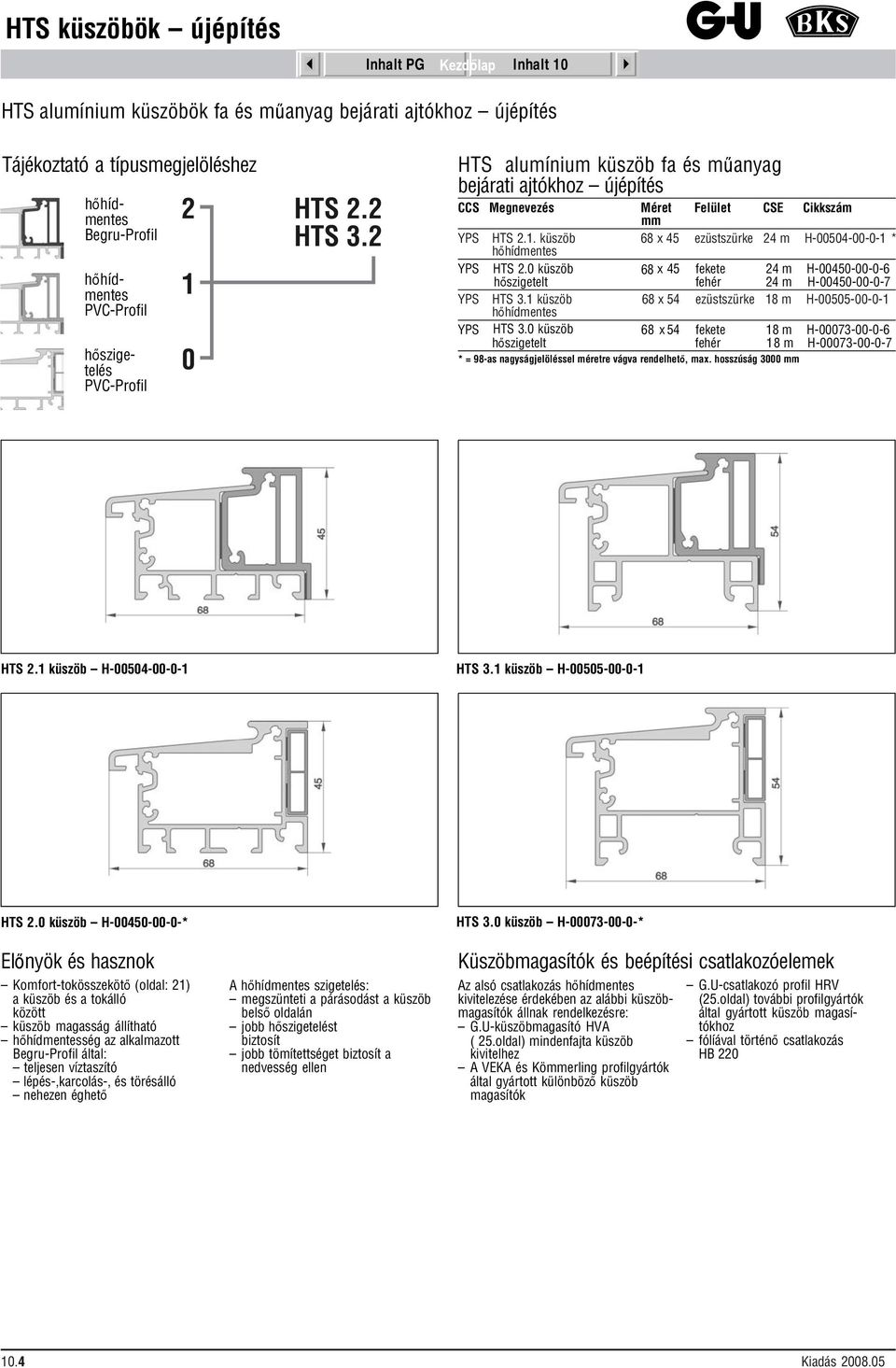 0 küszöb 68 x 45 24 m H-00450-00-0-6 hőszigetelt 24 m H-00450-00-0-7 YPS HTS 3.1 küszöb 68 x 54 ezüstszürke 18 m H-00505-00-0-1 YPS HTS 3.