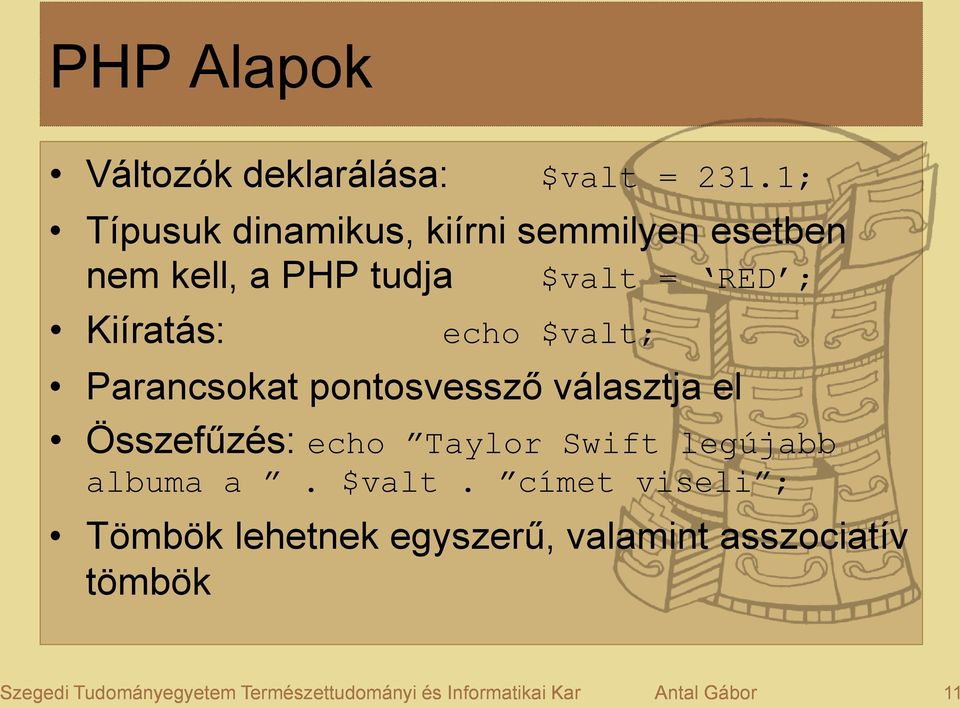 $valt; Parancsokat pontosvessző választja el Összefűzés: echo Taylor Swift legújabb albuma a.