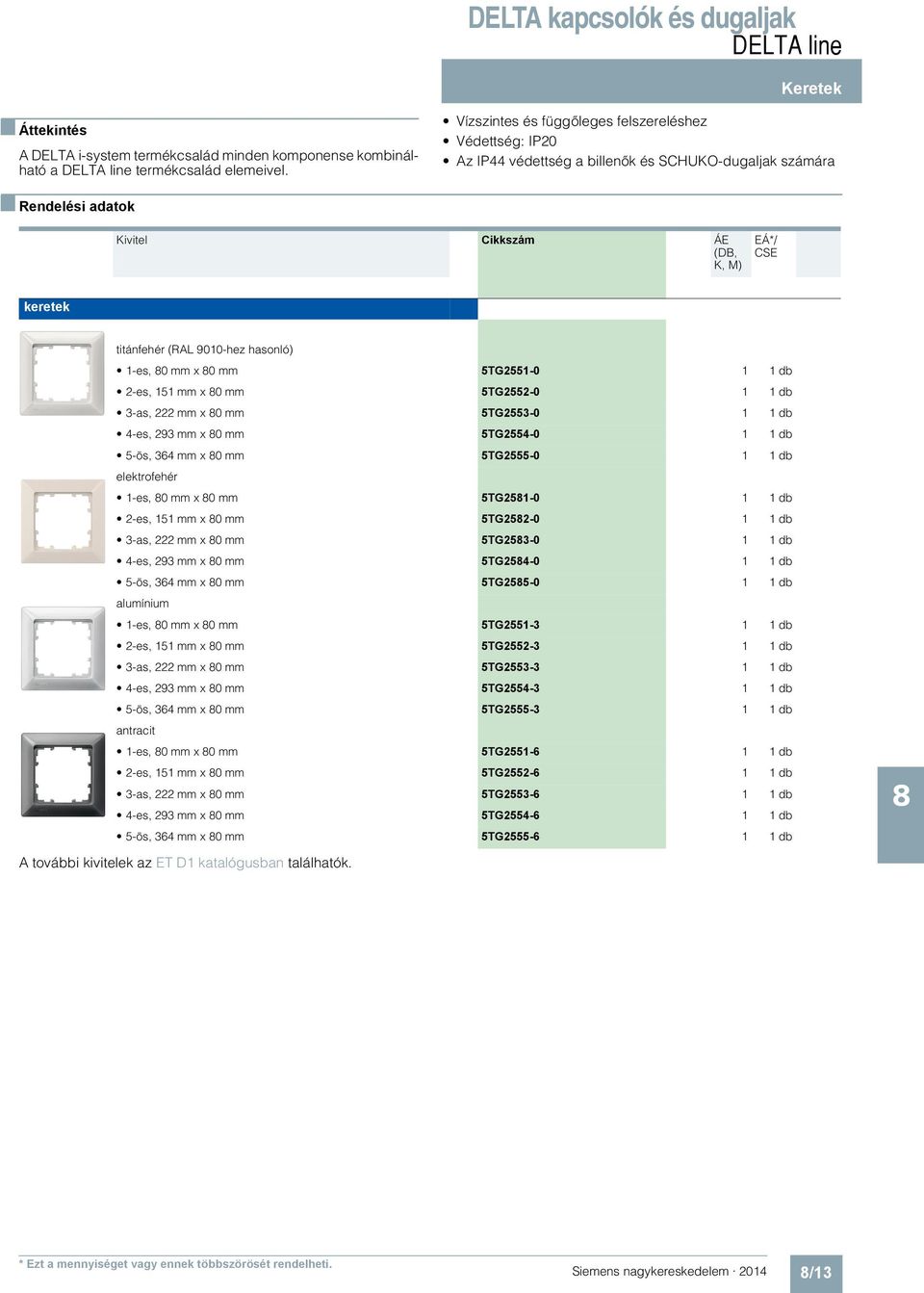mm x 0 mm 5TG2552-0 1 1 db 3-as, 222 mm x 0 mm 5TG2553-0 1 1 db 4-es, 293 mm x 0 mm 5TG2554-0 1 1 db 5-ös, 364 mm x 0 mm 5TG2555-0 1 1 db elektrofehér 1-es, 0 mm x 0 mm 5TG251-0 1 1 db 2-es, 151 mm x
