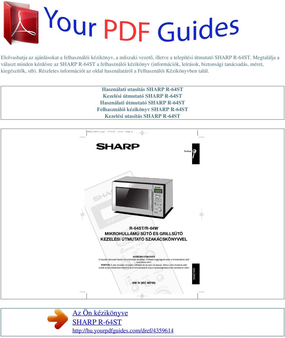 Az Ön kézikönyve SHARP R-64ST - PDF Free Download