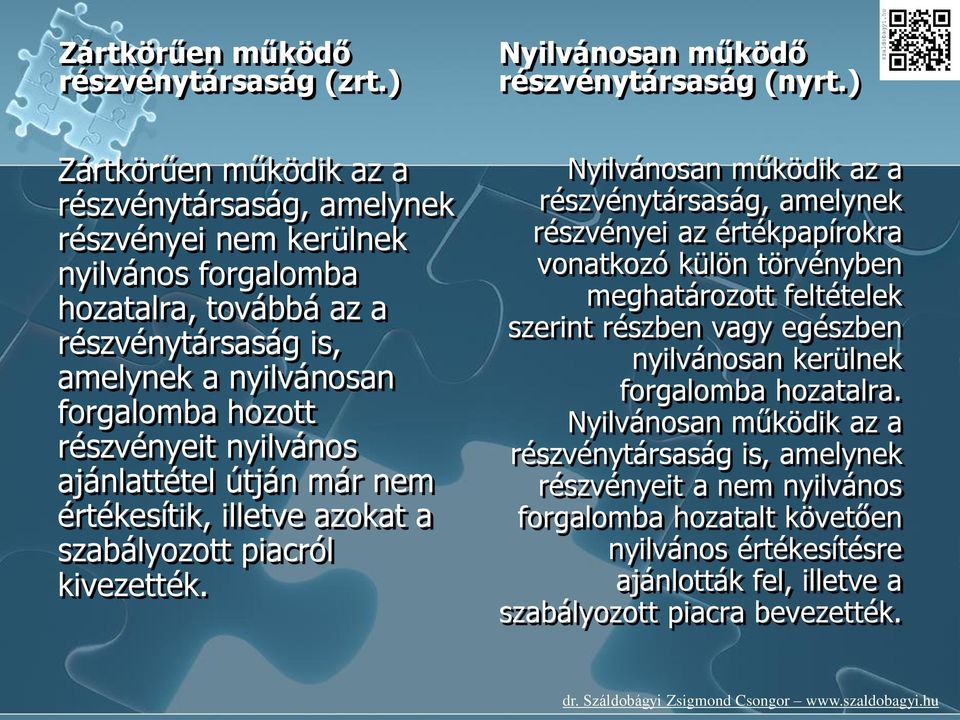 részvényeit nyilvános ajánlattétel útján már nem értékesítik, illetve azokat a szabályozott piacról kivezették.