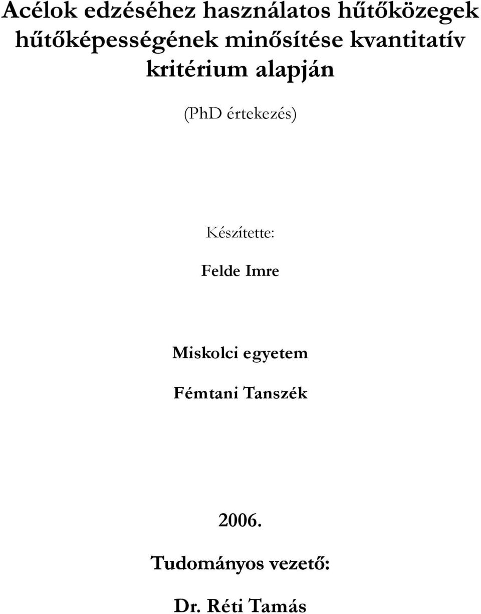 Felde Imre Miskolci egyetem