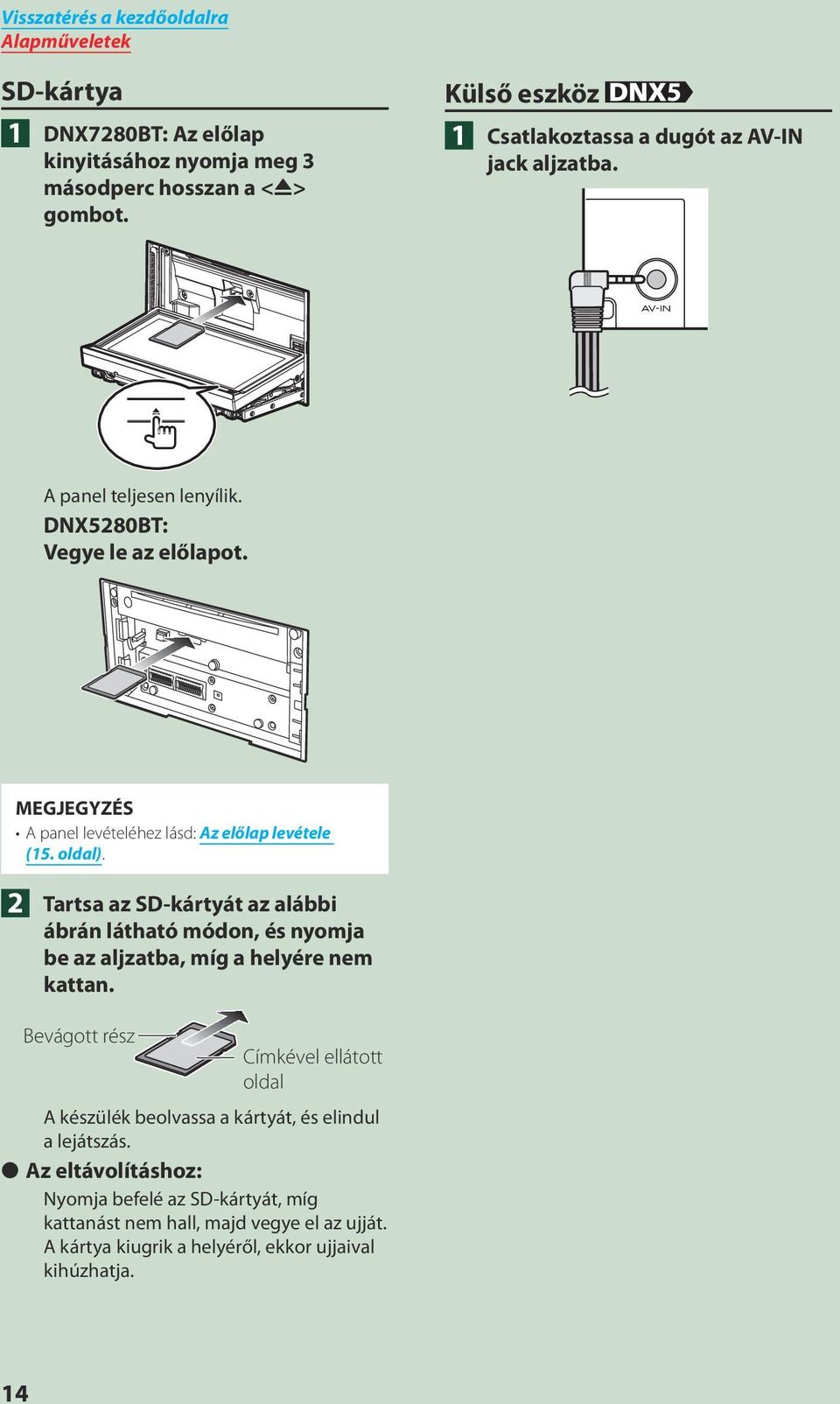 A panel levételéhez lásd: Az előlap levétele (15. oldal).