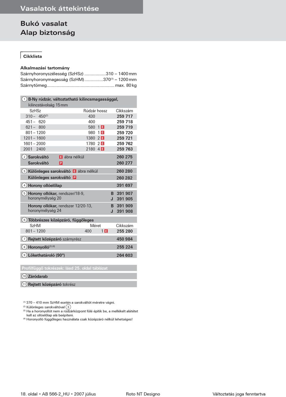 1201 1600 1380 2 E 259 721 1601 2000 1780 2 E 259 762 2001 2400 2180 4 E 259 763 2 Sarokváltó E ábra nélkül 260 275 Sarokváltó P 260 277 3 Különleges sarokváltó E ábra nélkül 260 280 Különleges