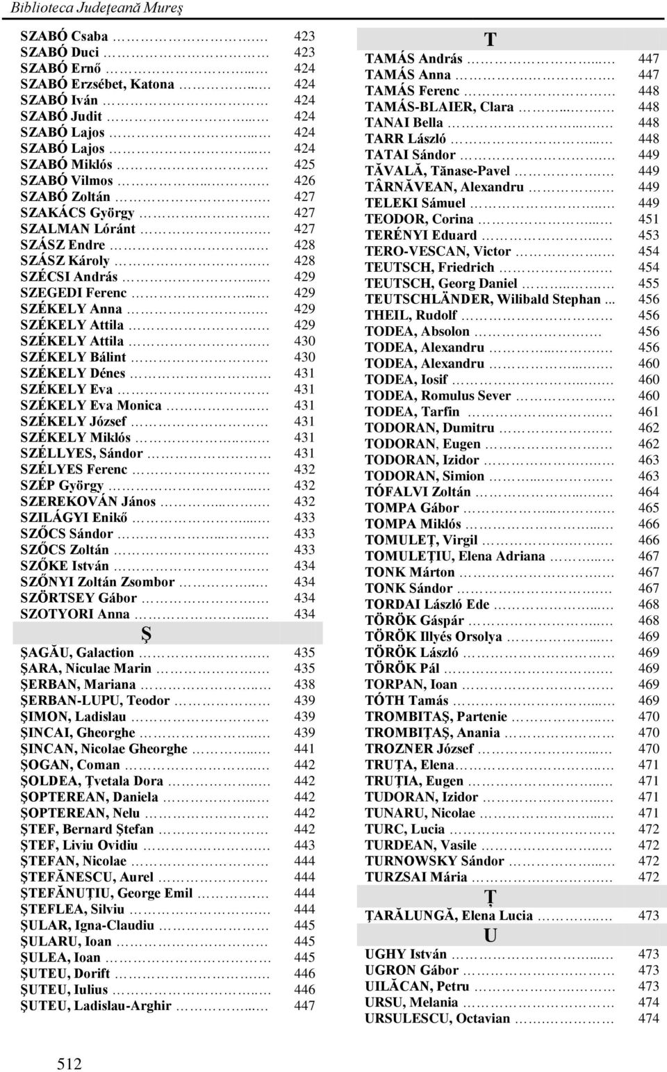 429 SZÉKELY Attila. 430 SZÉKELY Bálint 430 SZÉKELY Dénes. 431 SZÉKELY Eva 431 SZÉKELY Eva Monica.. 431 SZÉKELY József 431 SZÉKELY Miklós... 431 SZÉLLYES, Sándor 431 SZÉLYES Ferenc 432 SZÉP György.