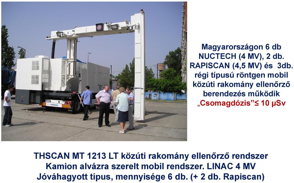 Csomagdózis 10 µsv THSCAN MT 1213 LT közúti rakomány ellenőrző rendszer Kamion