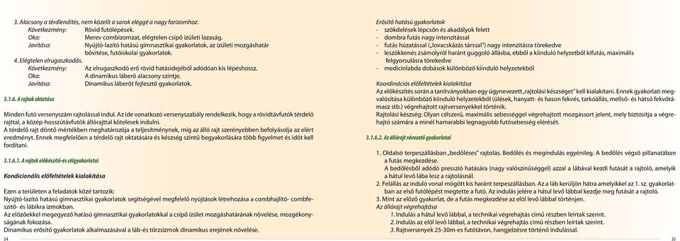 Következmény: Az elrugaszkodó erő rövid hatásidejéből adódóan kis lépéshossz. A dinamikus láberő alacsony szintje. Dinamikus láberőt fejlesztő gyakorlatok. 3.1.6.