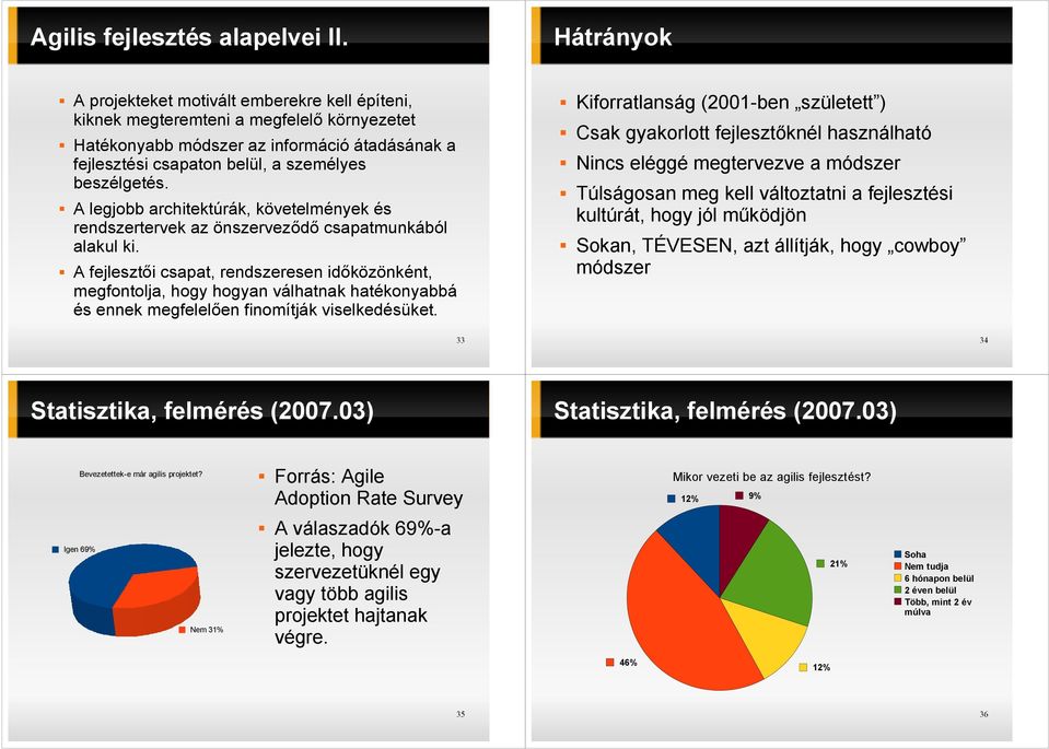 A legjobb architektúrák, követelmények és rendszertervek az önszervezıdı csapatmunkából alakul ki.