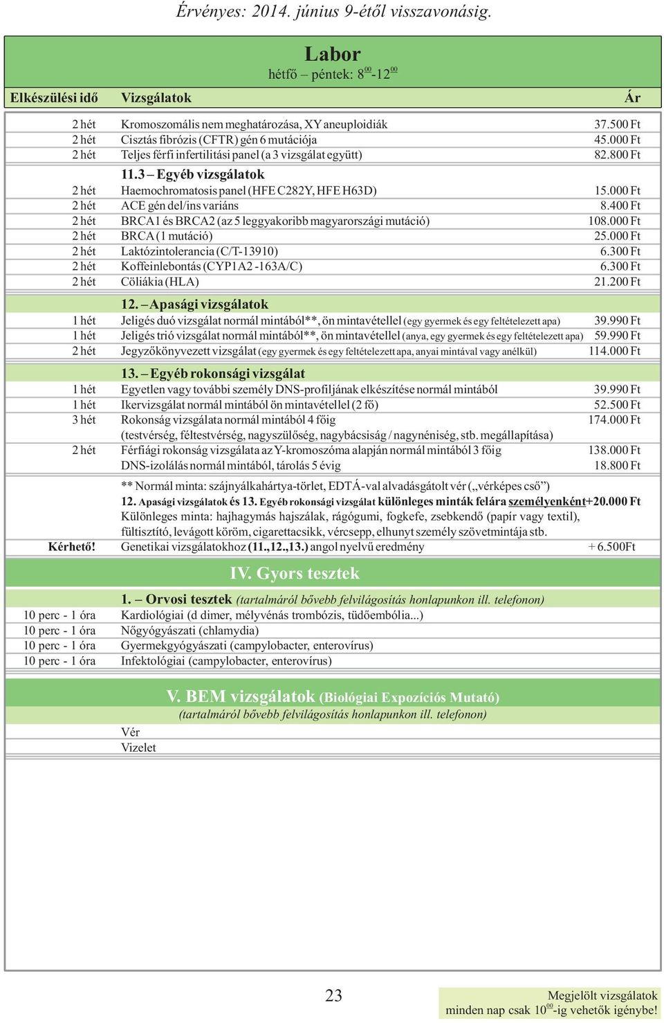 0 Ft 2 hét BRCA (1 mutáció) 25.0 Ft 2 hét Laktózintolerancia (C/T-13910) 6.3 Ft 2 hét Koffeinlebontás (CYP1A2-163A/C) 6.3 Ft 2 hét Cöliákia (HLA) 21.2 Ft 12.