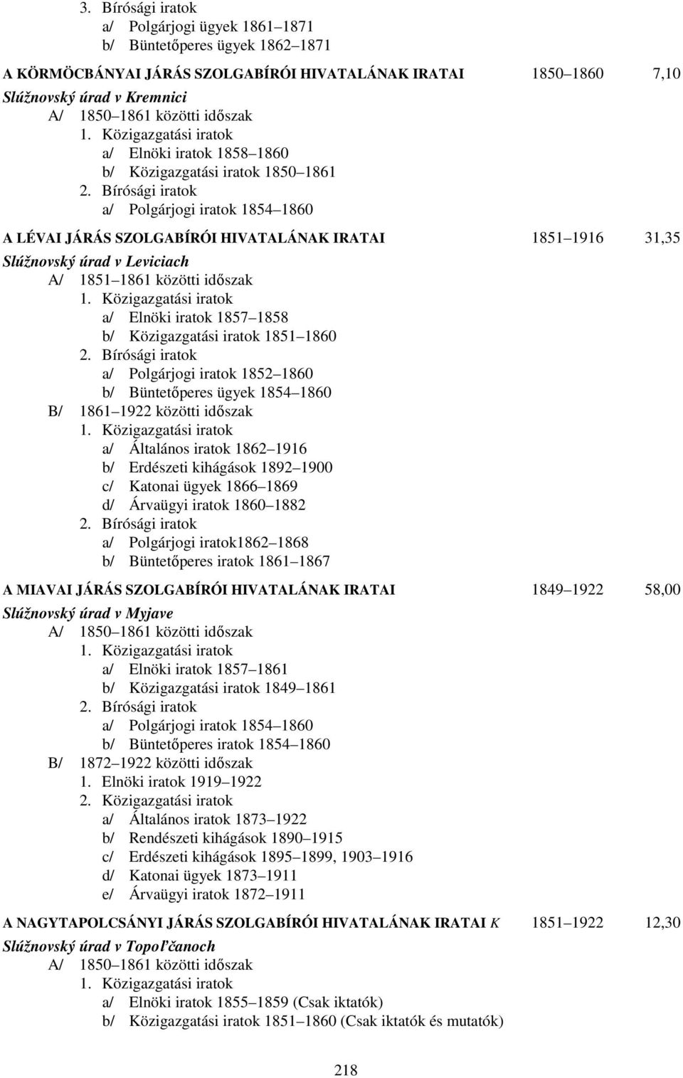Bírósági iratok a/ Polgárjogi iratok 1854 1860 A LÉVAI JÁRÁS SZOLGABÍRÓI HIVATALÁNAK IRATAI 1851 1916 31,35 Slúžnovský úrad v Leviciach A/ 1851 1861 közötti időszak 1.