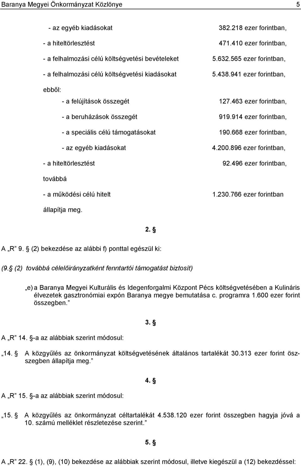 914 ezer forintban, - a speciális célú támogatásokat 190.668 ezer forintban, - az egyéb kiadásokat 4.200.896 ezer forintban, - a hiteltörlesztést 92.