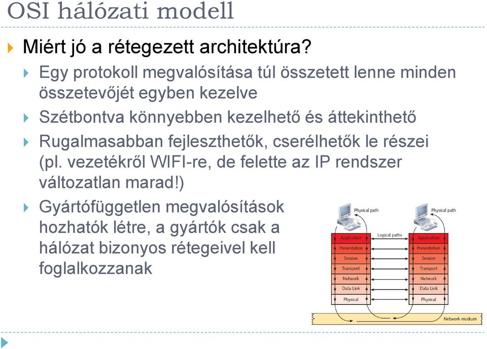 könnyebben kezelhető és áttekinthető Rugalmasabban fejleszthetők, cserélhetők le részei (pl.