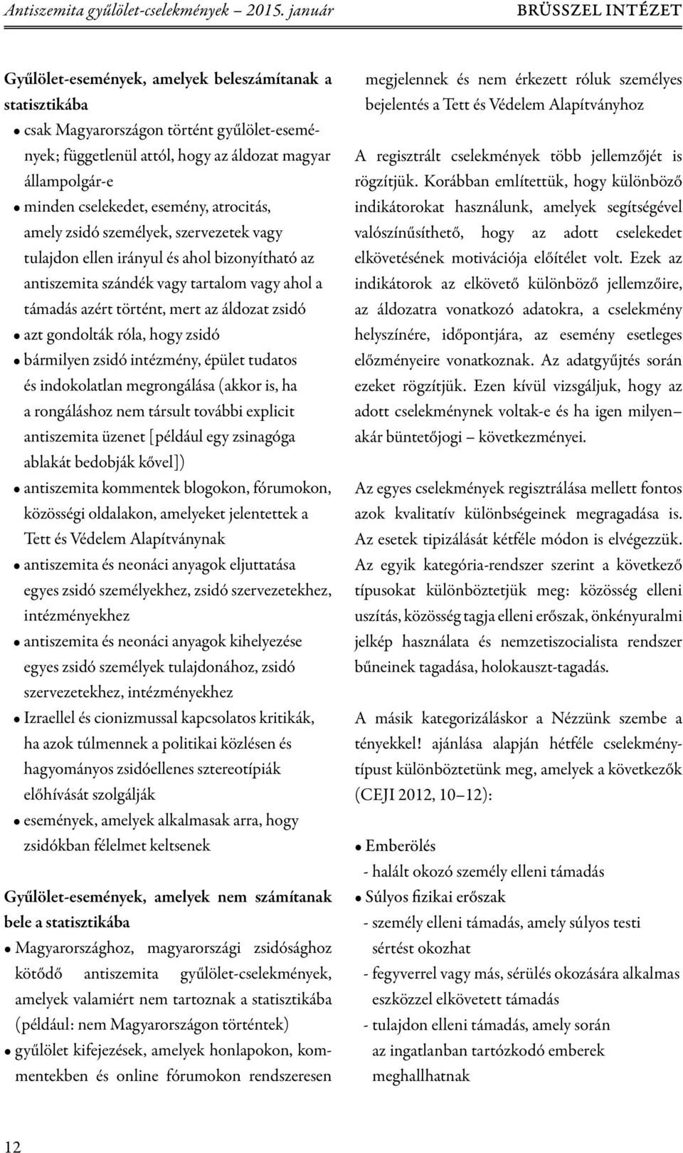 cselekedet, esemény, atrocitás, amely zsidó személyek, szervezetek vagy tulajdon ellen irányul és ahol bizonyítható az antiszemita szándék vagy tartalom vagy ahol a támadás azért történt, mert az