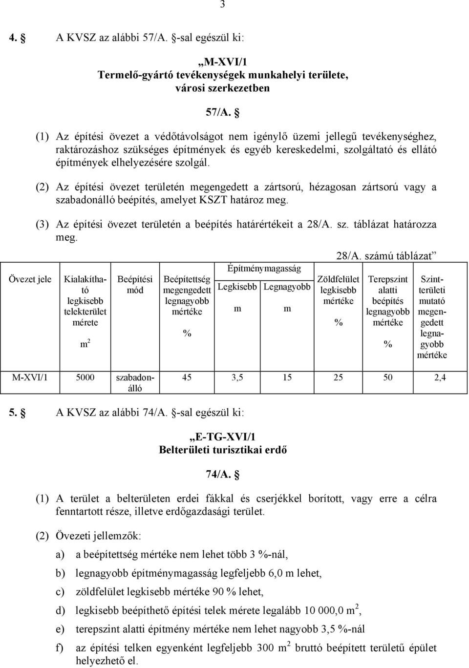 (2) Az építési övezet területén a zártsorú, hézagosan zártsorú vagy a szabadonálló beépítés, aelyet KSZT határoz eg. (3) Az építési övezet területén a beépítés határértékeit a 28/A. sz. táblázat határozza eg.