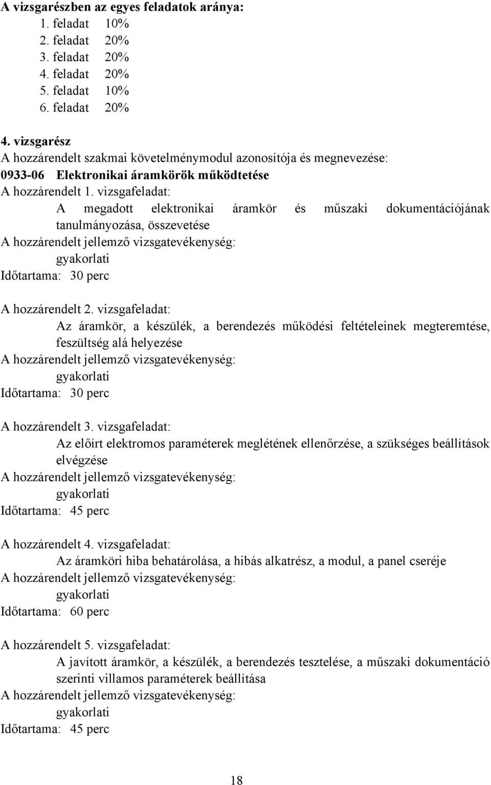 vizsgafeladat: A megadott elektronikai áramkör és műszaki dokumentációjának tanulmányozása, összevetése Időtartama: 30 perc A hozzárendelt 2.