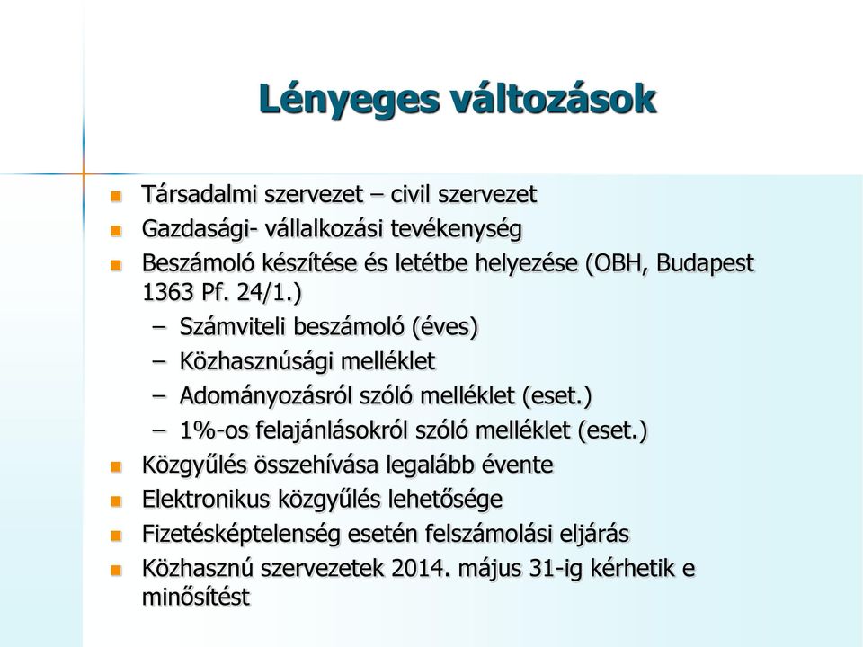 ) Számviteli beszámoló (éves) Közhasznúsági melléklet Adományozásról szóló melléklet (eset.