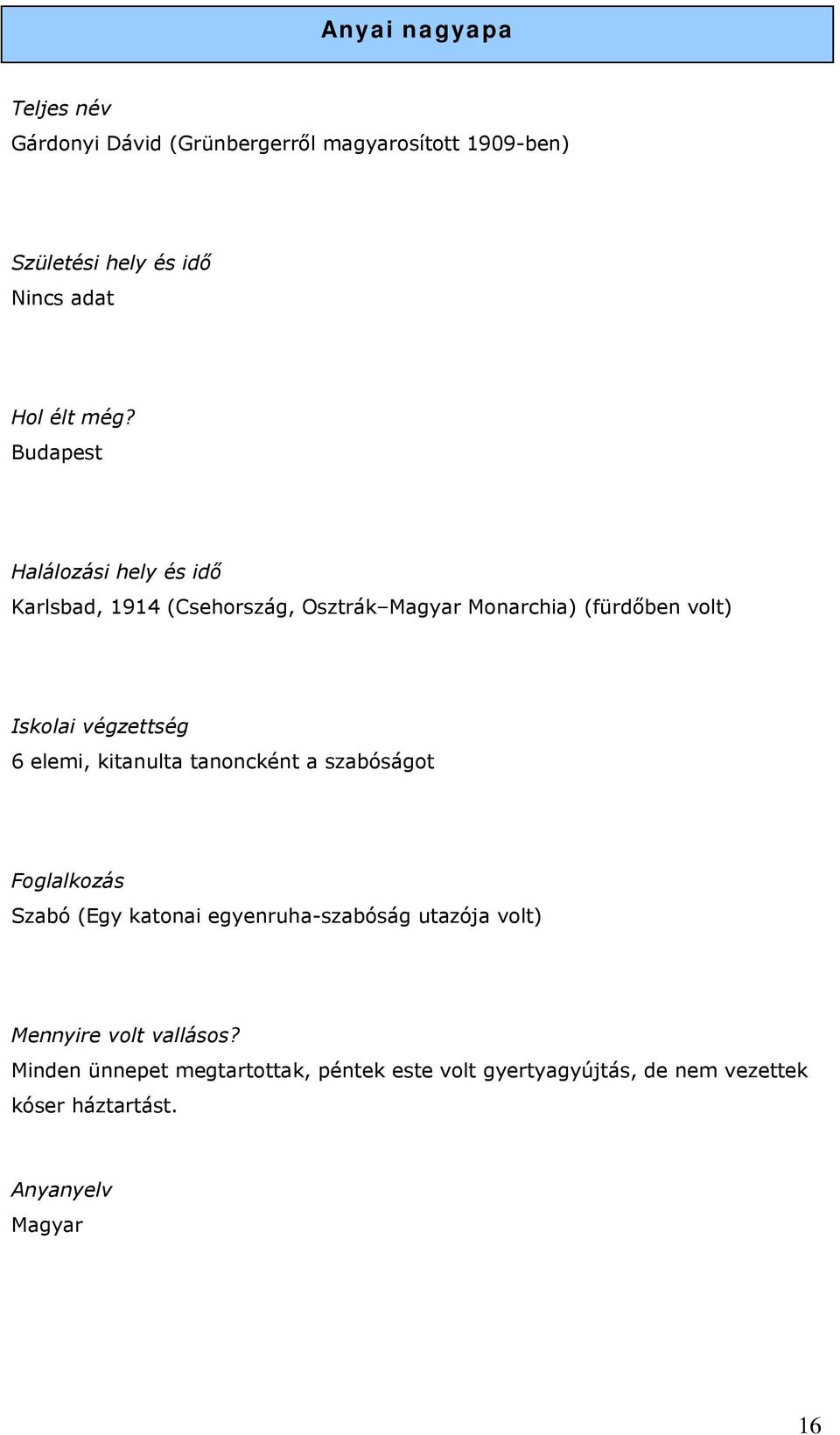 tanoncként a szabóságot Szabó (Egy katonai egyenruha-szabóság utazója volt) Mennyire volt vallásos?