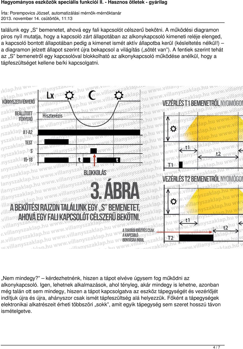 Lépcsőházi automata működtetése kapcsolóval - PDF Free Download