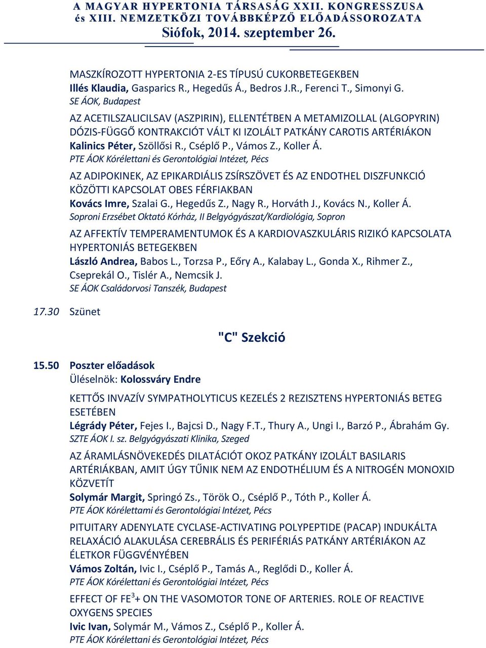 , Cséplő P., Vámos Z., Koller Á.