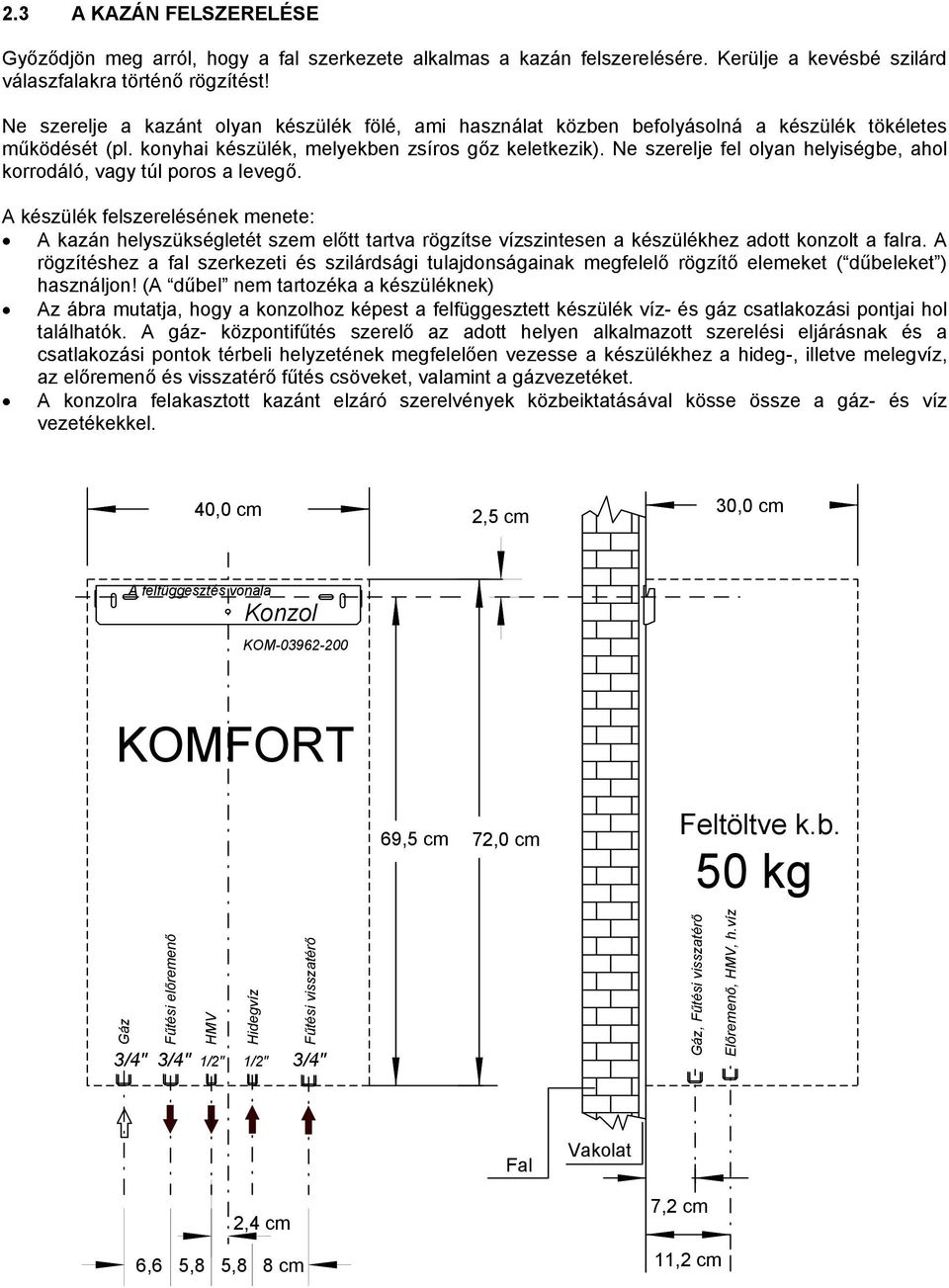 Ne szerelje fel olyan helyiségbe, ahol korrodáló, vagy túl poros a levegő.